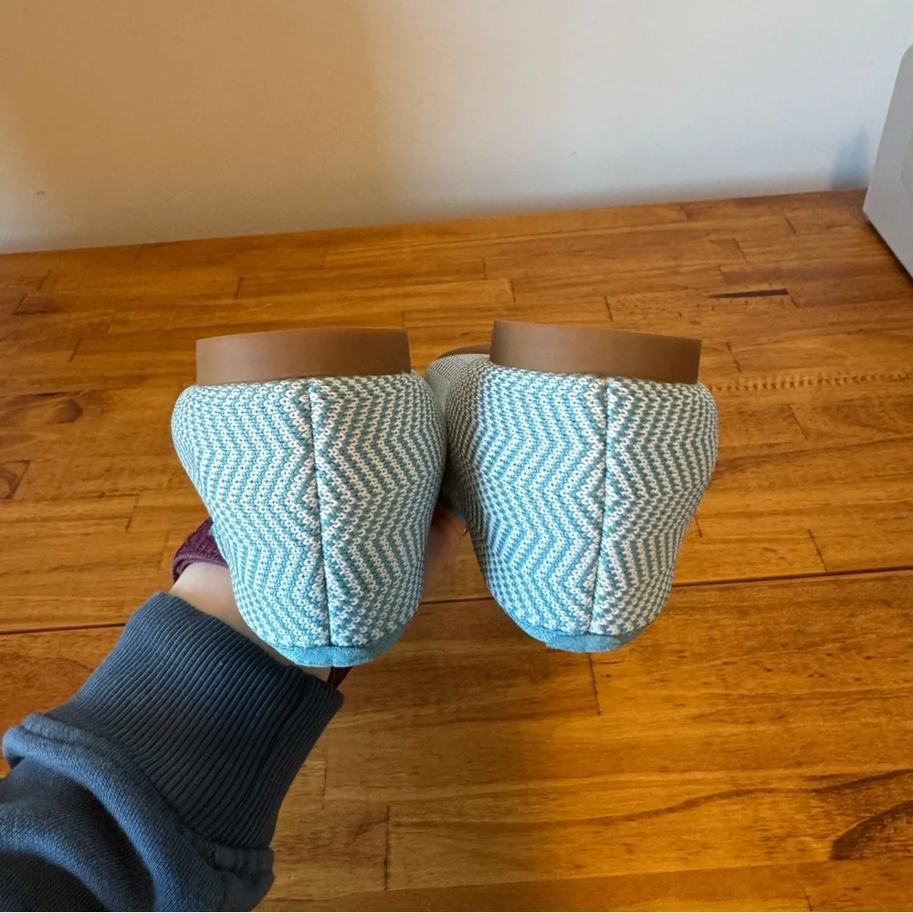 Vivaia Margot 2.0 V-Cut Washable Square Toe Flats Blue Stripe Knit Size 41 - Picture 7 of 7